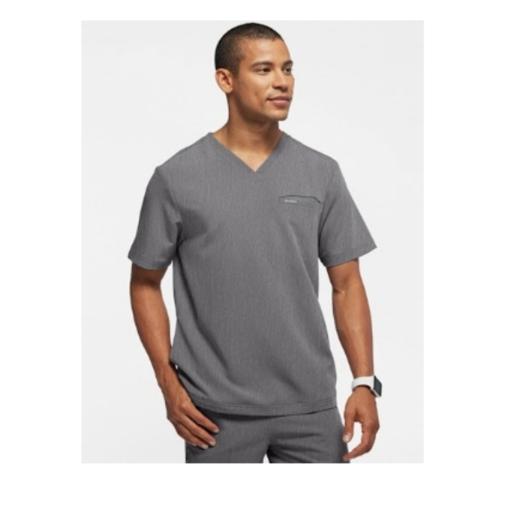 NWT Jaanuu Heather Gray 4 Pocket V Neck Scrub Top sz Small